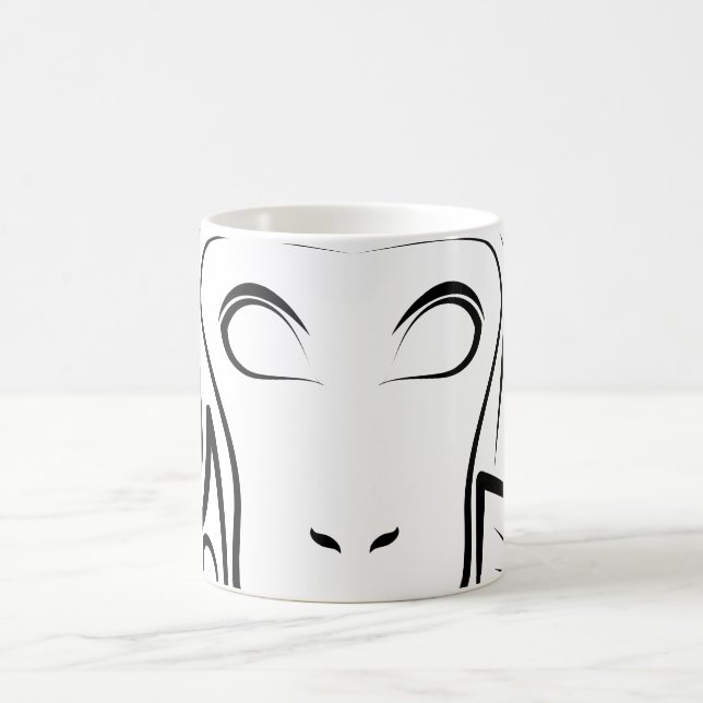 Black and White Tribal Monkey Coffee Mug (Center)