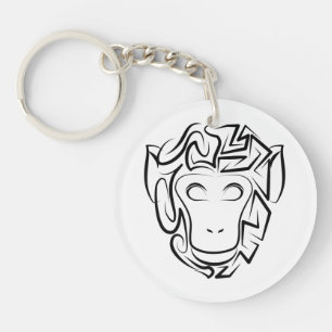 Black and White Tribal Monkey Keychain