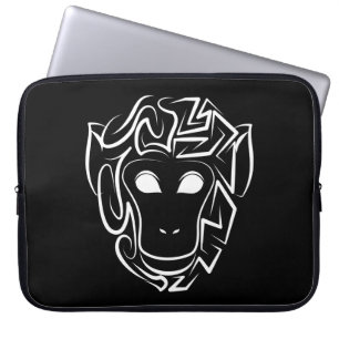 Black and White Tribal Monkey Laptop Sleeve