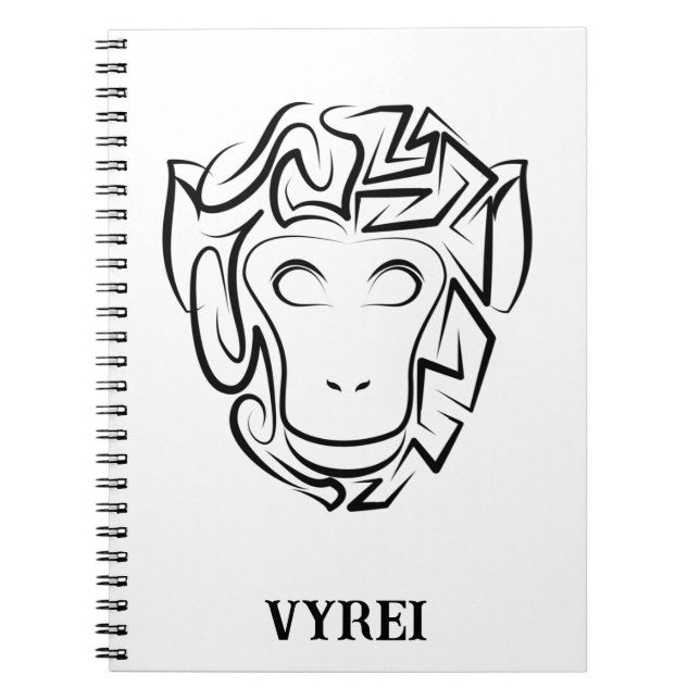 Black and White Tribal Monkey Notebook (Front)