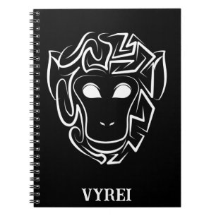 Black and White Tribal Monkey Notebook