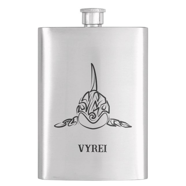 Black and White Tribal Orca Hip Flask (Front)