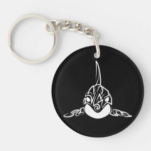 Black and White Tribal Orca Keychain