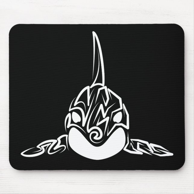 Black and White Tribal Orca Mouse Pad (Front)