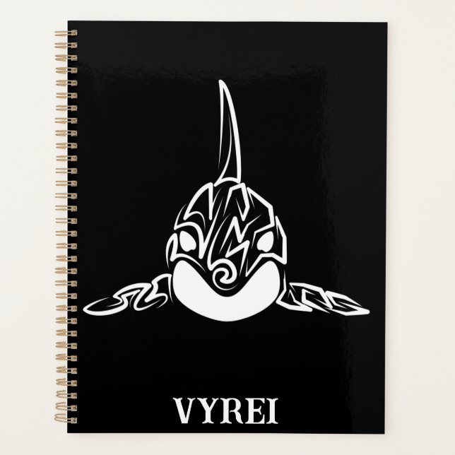 Black and White Tribal Orca Planner (Front)