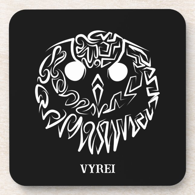 Black and White Tribal Owl Coaster (Front)