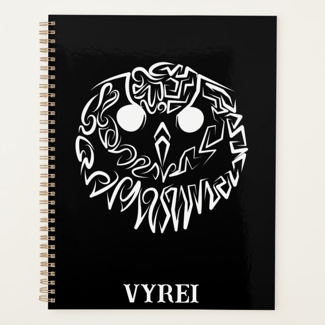 Black and White Tribal Owl Planner (Front)