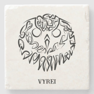 Black and White Tribal Owl Stone Coaster