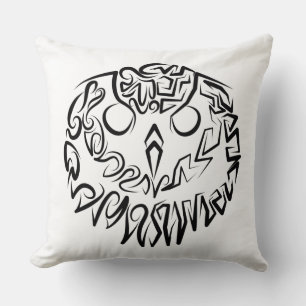 Black and White Tribal Owl Throw Pillow