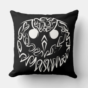 Black and White Tribal Owl Throw Pillow