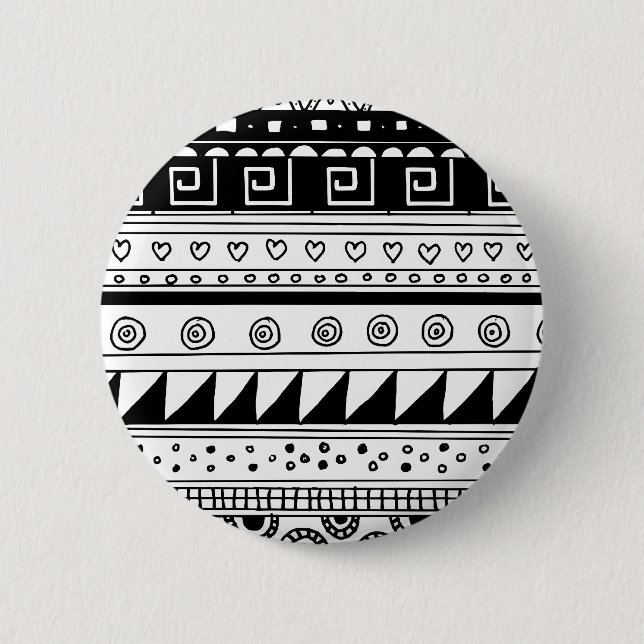 Black and white Tribal pattern 2 Inch Round Button (Front)