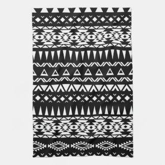 Black and White Tribal pattern Aztec inspired Kitchen Towel
