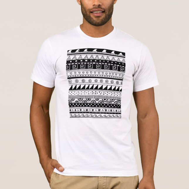 Black and white Tribal pattern T-Shirt (Front)