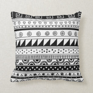 Black and white Tribal pattern Throw Pillow
