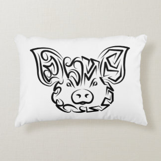 Black and White Tribal Pig Accent Pillow