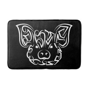 Black and White Tribal Pig Bath Mat