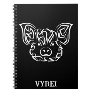 Black and White Tribal Pig Notebook