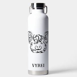 Black and White Tribal Pig Water Bottle