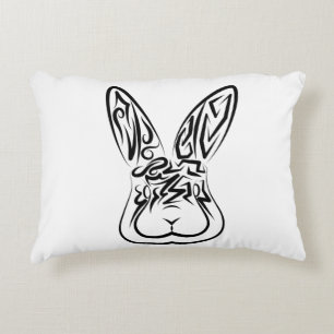 Black and White Tribal Rabbit Accent Pillow