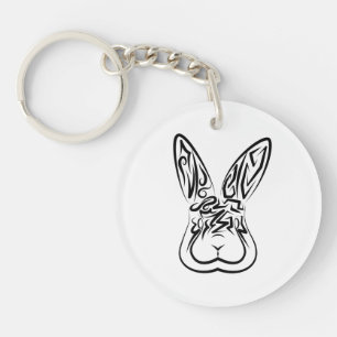 Black and White Tribal Rabbit Keychain
