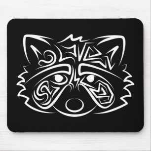 Black and White Tribal Rabbit Mouse Pad