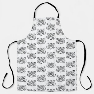 Black and White Tribal Raccoon Apron