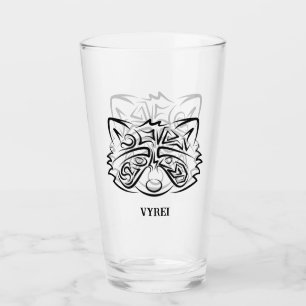 Black and White Tribal Raccoon Glass