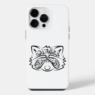 Black and White Tribal Raccoon iPhone 14 Pro Max Case