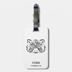 Black and White Tribal Raccoon Luggage Tag