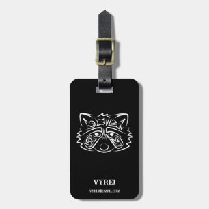 Black and White Tribal Raccoon Luggage Tag