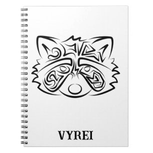 Black and White Tribal Raccoon Notebook