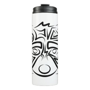 Black and White Tribal Raccoon Thermal Tumbler