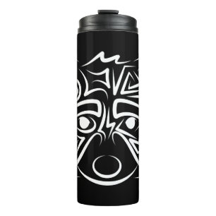 Black and White Tribal Raccoon Thermal Tumbler