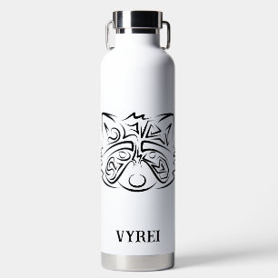 Black and White Tribal Raccoon Water Bottle