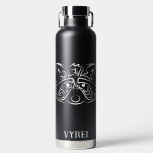 Black and White Tribal Raccoon Water Bottle