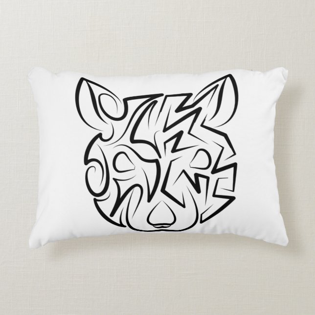 Black and White Tribal Rat Accent Pillow (Front)