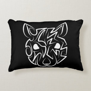 Black and White Tribal Rat Accent Pillow