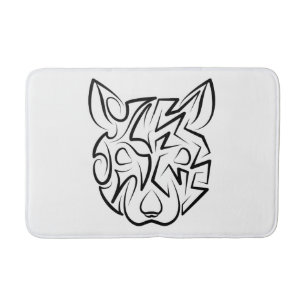 Black and White Tribal Rat Bath Mat