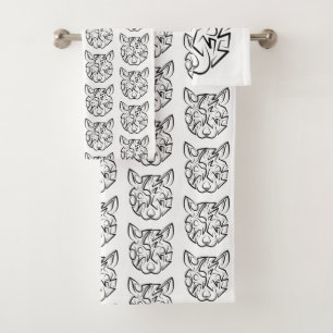 Black and White Tribal Rat Bath Towel Set