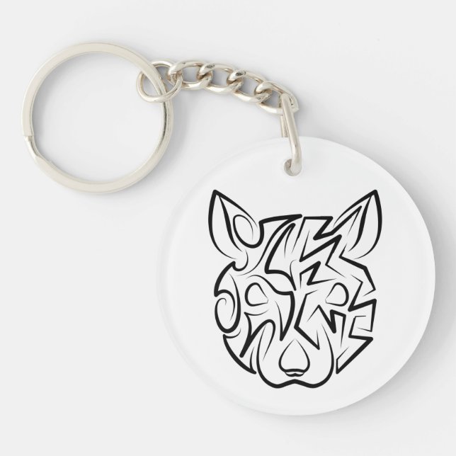 Black and White Tribal Rat Keychain (Front)