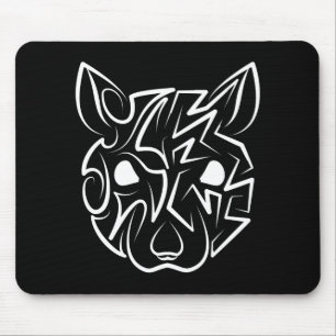 Black and White Tribal Rat Mouse Pad