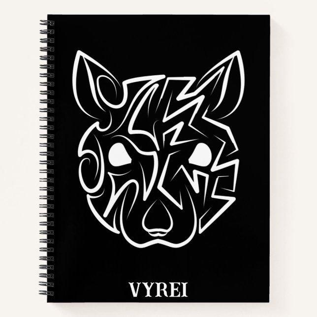 Black and White Tribal Rat Notebook (Front)