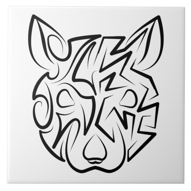 Black and White Tribal Rat Tile (Front)