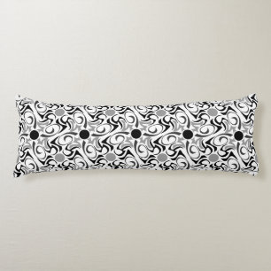 Black and White Tribal Rice Grain Pattern Body Pillow