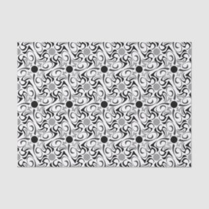 Black and White Tribal Rice Grain Pattern Tissue Paper