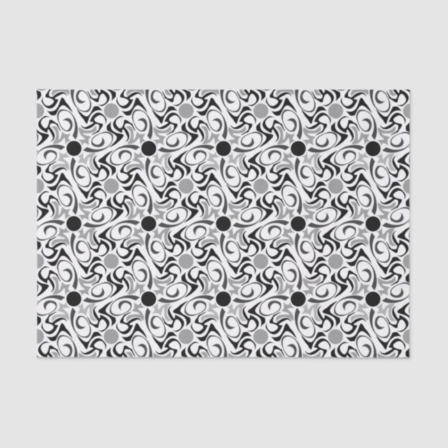 Black and White Tribal Rice Grain Pattern Tissue Paper (Front)