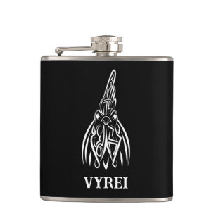 Black and White Tribal Rooster Hip Flask