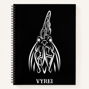 Black and White Tribal Rooster Notebook