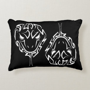Black and White Tribal Snake Accent Pillow