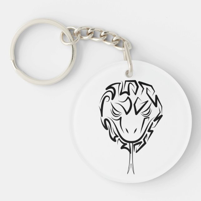 Black and White Tribal Snake Keychain (Front)